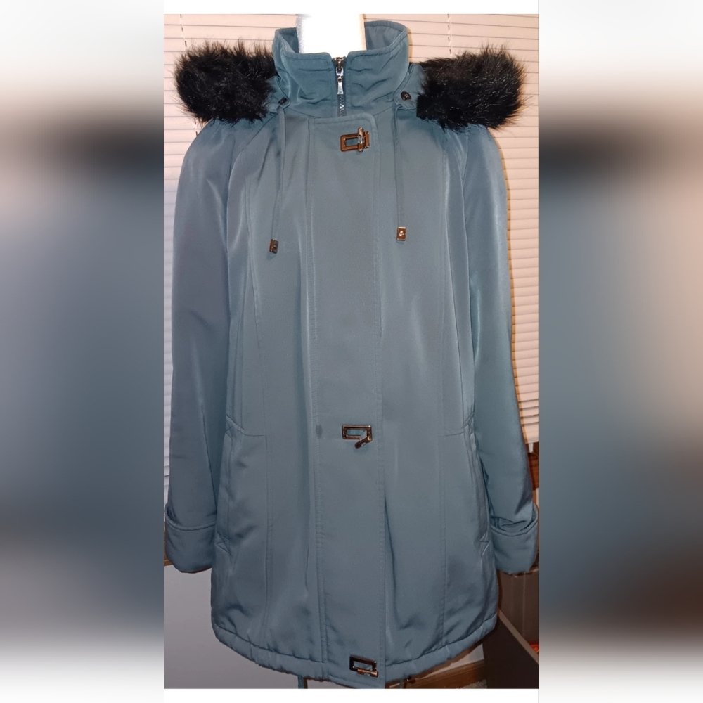 London Harbor By Fleet   Street Coat Detachable Hooded Softshell Green 18/20